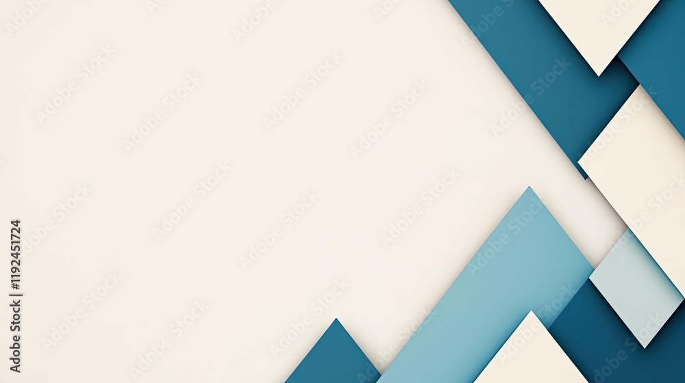 Poster Triangle abstract background concept. Abstract geometric shapes in blue and cream colors creating a modern backdrop.