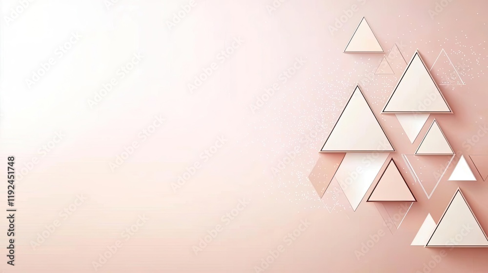 Poster Triangle abstract background concept. Stylish composition of geometric shapes on a soft pink background.