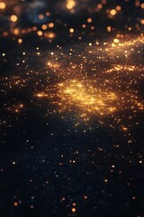 Fototapeta premium Abstract Cosmic Galaxy Background with Golden Bokeh Lights on a Dark Canvas.