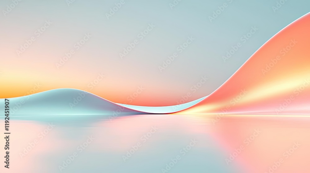 Poster Blurred abstract background idea. Elegant abstract waves with soothing pastel colors creating a serene atmosphere.