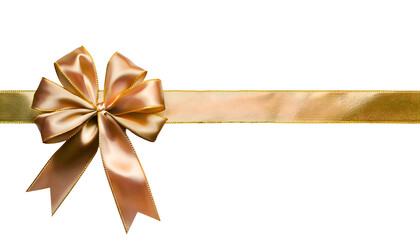 Fototapeta premium Elegant gold ribbon and bow on a transparent background, perfect for gift wrapping, festive occasions, and decorative designs..png new vector