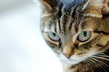 A clear image of a cat's face with bright blue eyes, suitable for use in pet-related or animal-themed designs