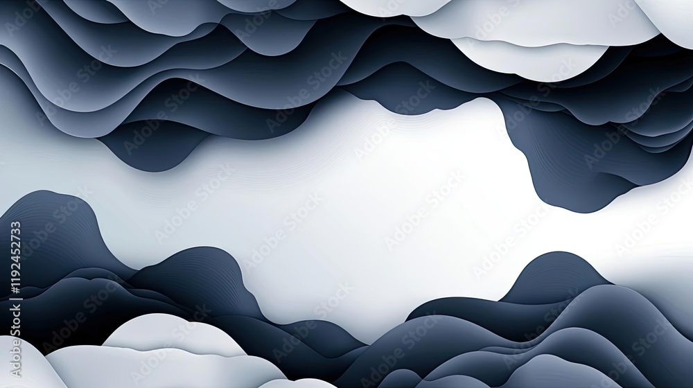 Poster Cloudy abstract background concept. Abstract layers of blue and white create a modern and stylish background design.