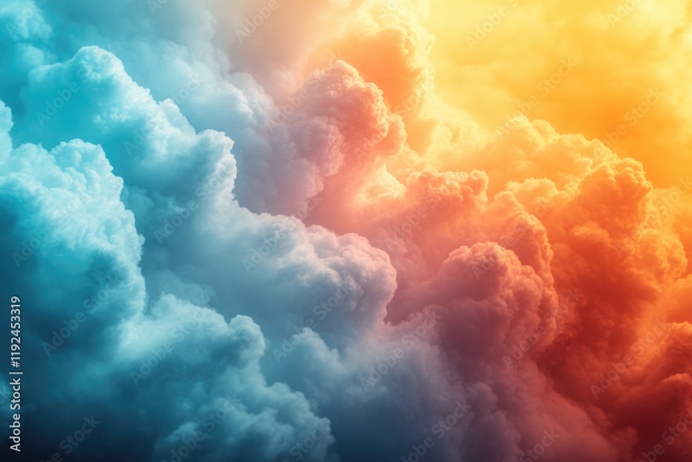 Poster a picture of clouds floating in the sky, great for weather or nature themed projects