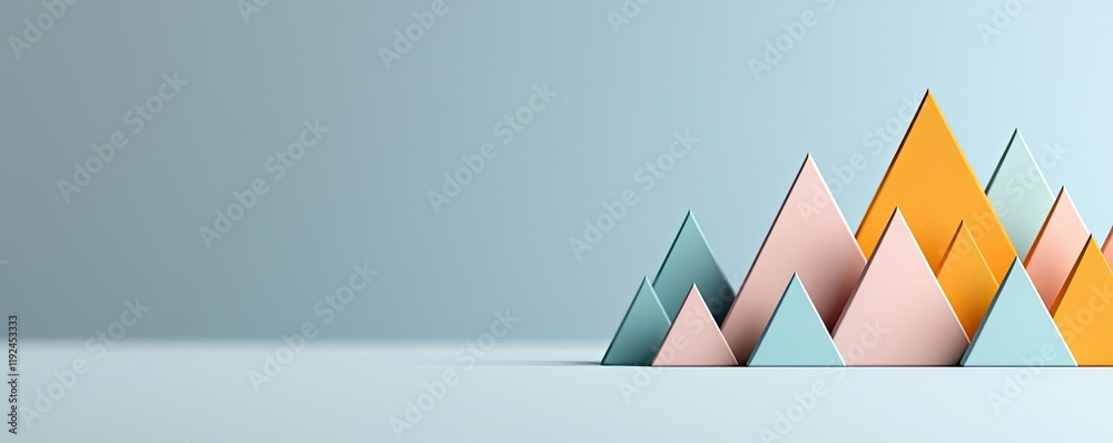 Poster triangle abstract background concept. colorful geometric mountains against a soft pastel background,