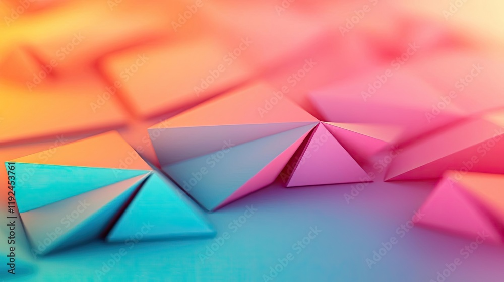 Aufkleber triangle abstract background concept. vibrant geometric shapes in pink and blue create a modern, art