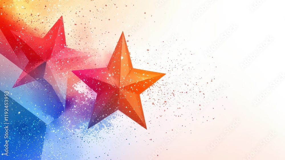 Sticker dynamic abstract geometric stars with sharp angles vibrant colors graphic design modern space creati