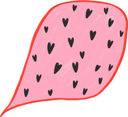 Vanelnine's Day Illustration, Pink text bubble filled with hearts