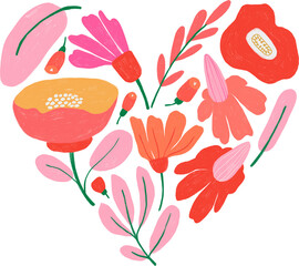 Vanelnine's Day Illustration, A heart made of flowers
