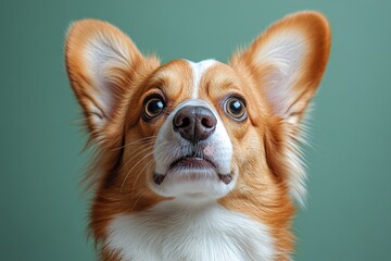 A loyal companion looks up at the camera with big eyes, friendly expression