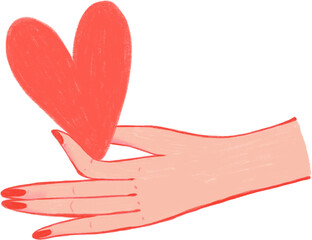 Vanelnine's Day Illustration, The hand holds the heart