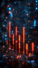 Fototapeta premium Glowing digital graph in cyberspace with bokeh background