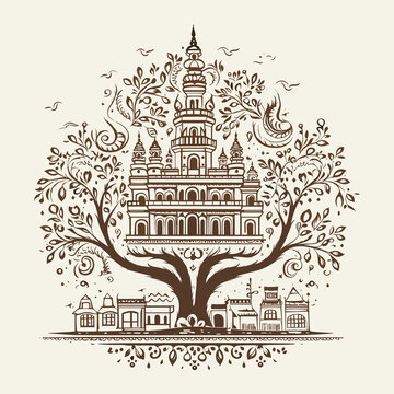 Adobe Illustrator henna tree Artwork