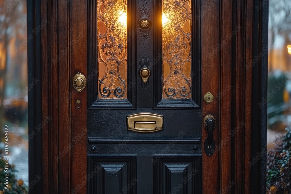Aufkleber a close-up shot of a door with a light on, perfect for use in scenes where a room is being opened or