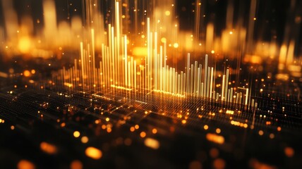 Visualizing gold bar price drop trends with holographic data in financial market environment