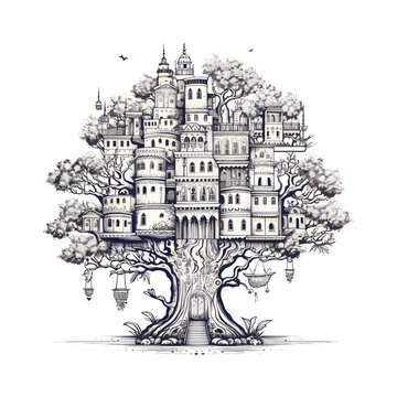 Adobe Illustrator henna tree Artwork