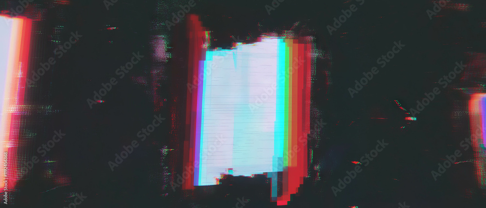 Aufkleber Digital noise creates abstract visual patterns with glitch effects in a dark setting