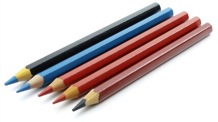 Naklejka premium Creative drawing tools colored pencils group isolated on white background artistic supplies bright colors