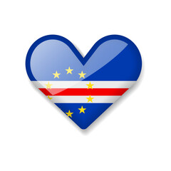 Cape Verde - Shiny Flag in the Form of Heart. Vector Illustration.