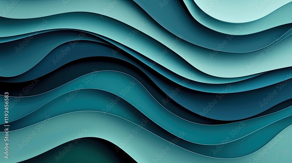 Poster Cloudy abstract background concept. Abstract wave patterns in varying shades of teal create a stunning visual effect.