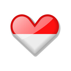 Monaco - Shiny Flag in the Form of Heart. Vector Illustration.