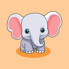 Happy Elephant Flat Vector Cartoon Illustration.eps
