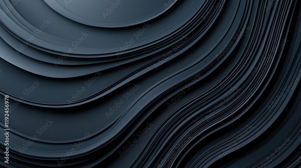Poster Cloudy abstract background concept. Abstract dark layered texture with smooth curves and waves, ideal for modern designs.