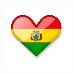 Bolivia - Shiny Flag in the Form of Heart. Vector Illustration.