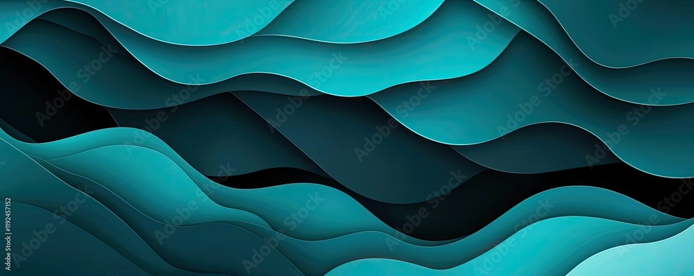 Poster cloudy abstract background concept. abstract wavy shapes in teal shades create a modern graphic desi