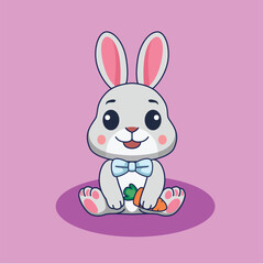 Cute Rabbit Holding Carrot Flat Vector Cartoon Illustration [Converted].eps