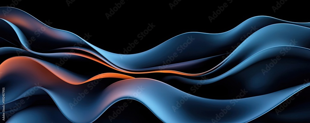 Poster cloudy abstract background concept. abstract waves of blue and orange fluid shapes against a dark ba