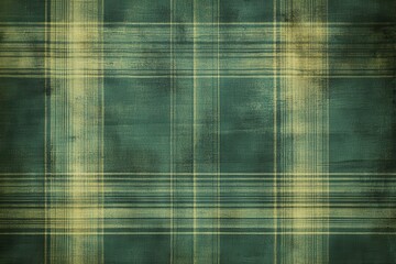 Vintage Green Plaid Texture Background with Faded Lines