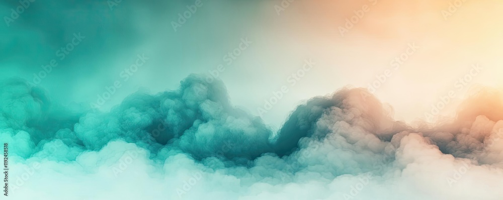 Poster Cloudy abstract background concept. Soft ethereal clouds in serene colors, creating a peaceful and tranquil atmosphere.