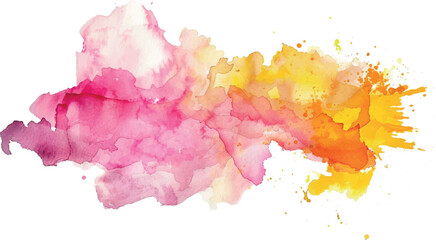 Pastel pink and yellow watercolor brushstrokes blending on white background