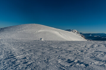 Freezing winter day bellow Ostredok hill summit in Slovakia