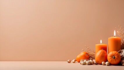 All Saints' Day  banner with empty space Without Text, Orange Minimal background