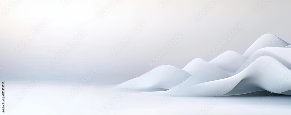 Poster Blurred abstract background idea. Minimalistic view of abstract white hills against a soft gradient background.