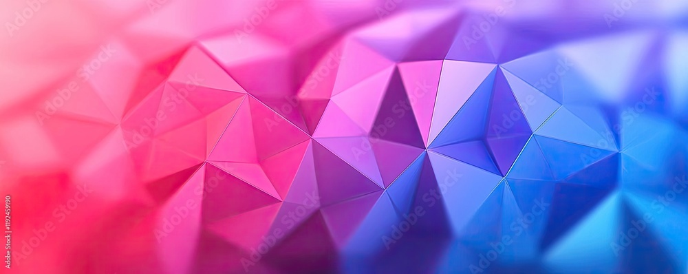 Poster Triangle abstract background concept. Vibrant geometric background with a colorful polygonal pattern in pink and blue shades.