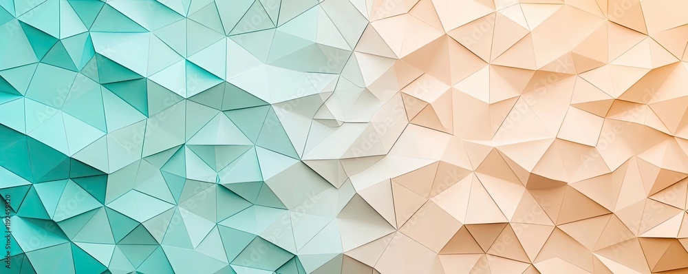 Poster Triangle abstract background concept. A dynamic abstract geometric background in teal and peach hues, perfect for design projects.
