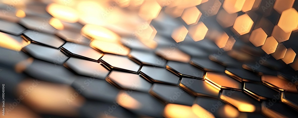 Aufkleber Triangle abstract background concept. Close-up view of an abstract honeycomb pattern with striking light reflections.