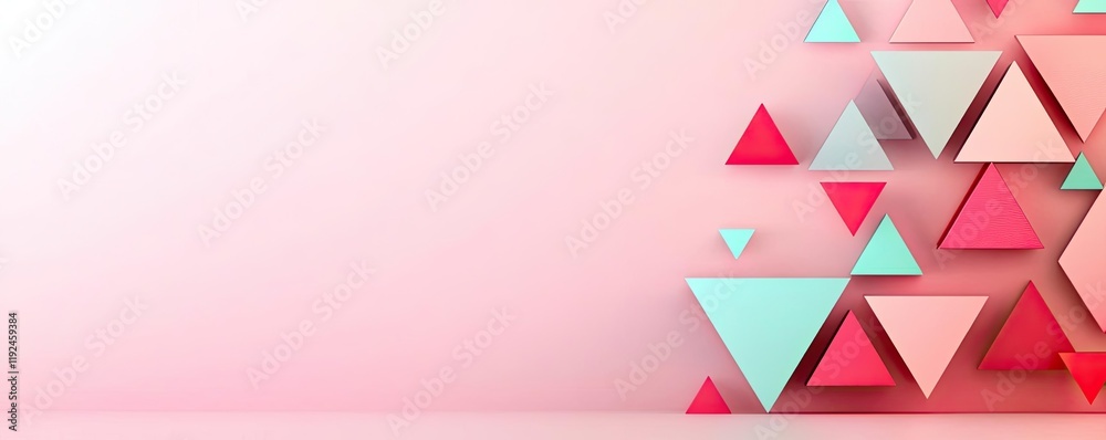 Poster triangle abstract background concept. colorful geometric design featuring pink and teal triangles on