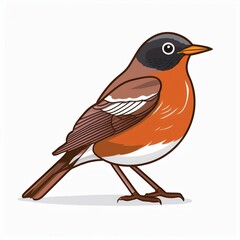 American robin flat design. isolated on white background
