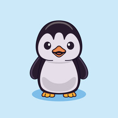 Cute Penguin Flat Vector Cartoon Illustration.eps
