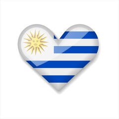 Obraz premium Uruguay - Shiny Flag in the Form of Heart. Vector Illustration.
