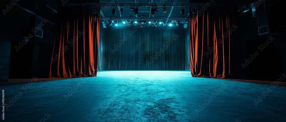 Poster expectation fills the air on an empty stage waiting for a performance to begin