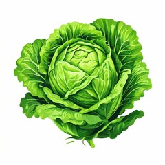 Fototapeta premium the AI Image Generator, Vivid Green Cabbage Botanical Illustration