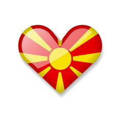 Obraz premium North Macedonia - Shiny Flag in the Form of Heart. Vector Illustration.