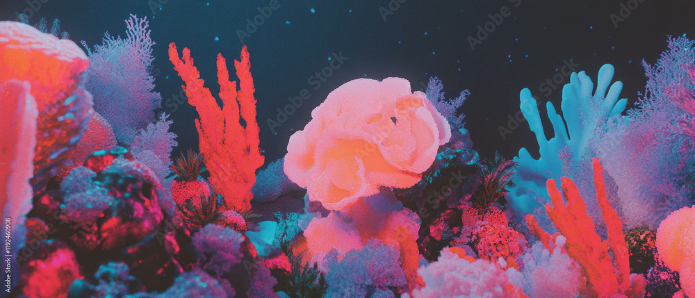 Poster Exaggerated textures and vibrant patterns showcasing a vivid underwater environment