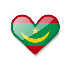 Fototapeta premium Mauritania - Shiny Flag in the Form of Heart. Vector Illustration.