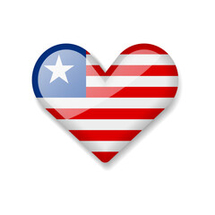 Liberia - Shiny Flag in the Form of Heart. Vector Illustration.